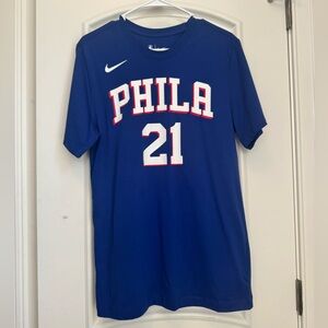 Joel Embiid Philadelphia 76ers Blue Nike T-Shirt Jersey NWT